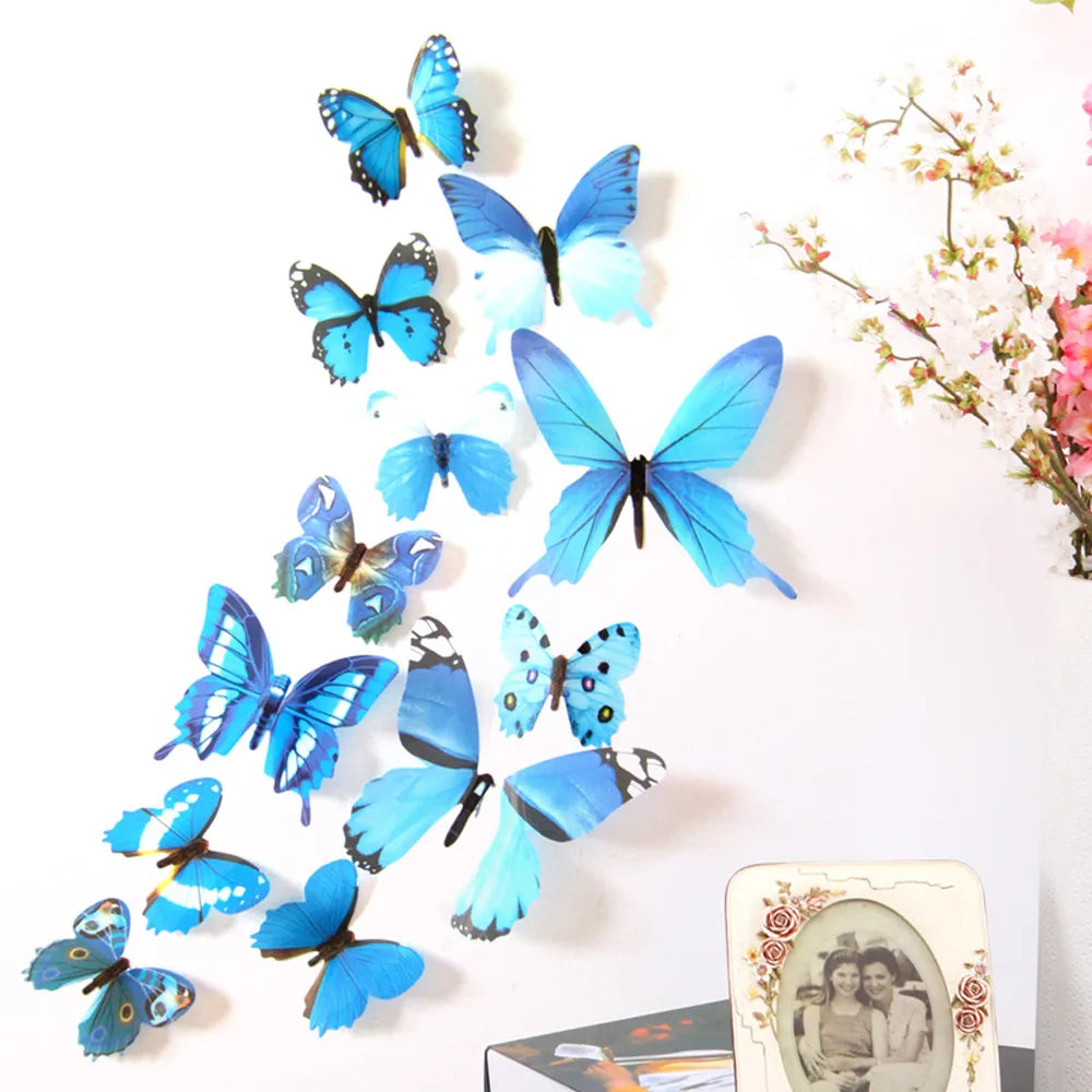 12pcs Decal Wall Stickers Home Decorations 3D Butterfly Rainbow Home Decor