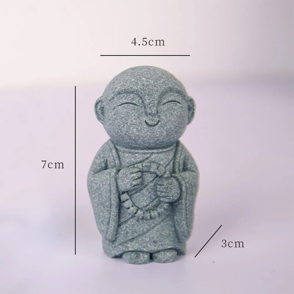Garden Decoration Buddha Stone Statue Little Buddhist Monks Buddhism Figurines Home Decor
