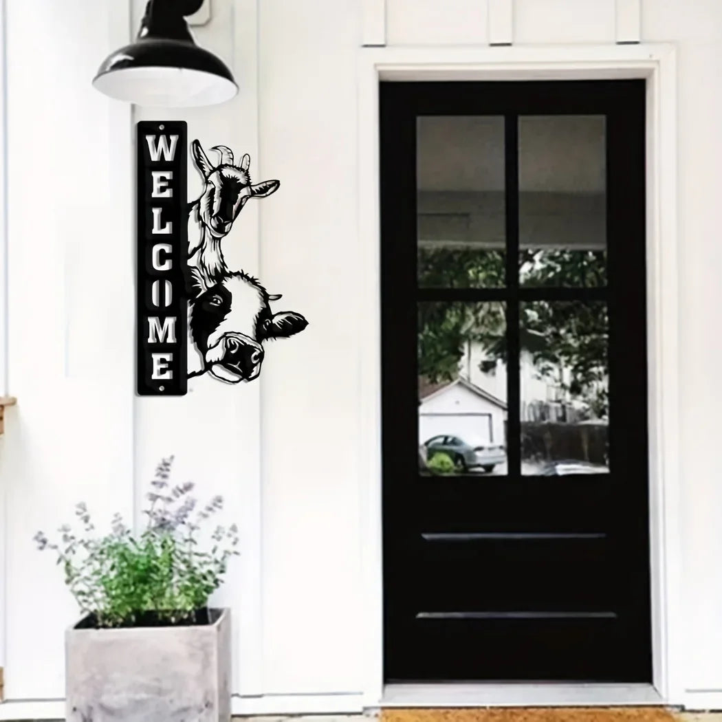 Hello Young Decorative Signs Plaques, Farm House Sign, Cow Sheep Sign, Home Decor