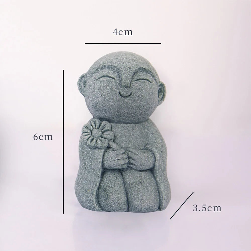 Garden Decoration Buddha Stone Statue Little Buddhist Monks Buddhism Figurines Home Decor