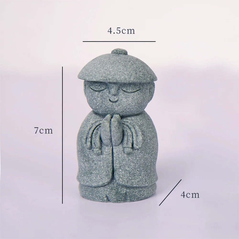Garden Decoration Buddha Stone Statue Little Buddhist Monks Buddhism Figurines Home Decor