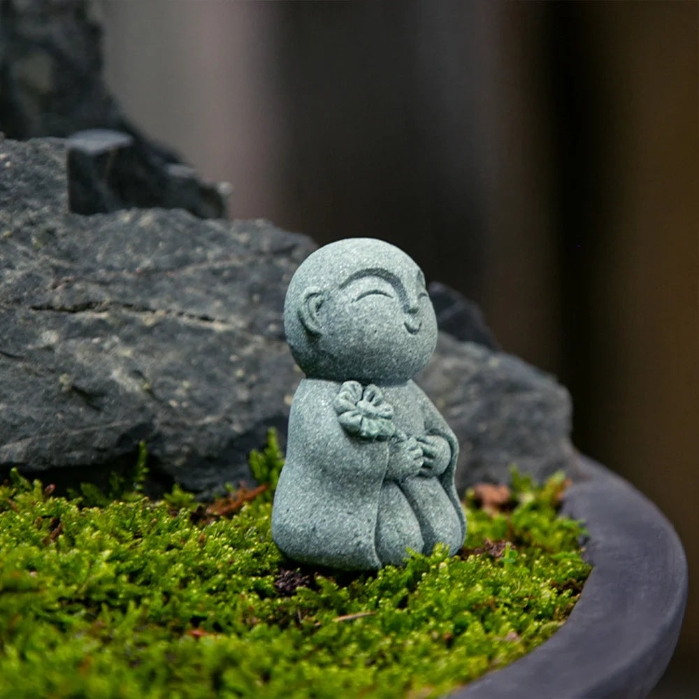 Garden Decoration Buddha Stone Statue Little Buddhist Monks Buddhism Figurines Home Decor