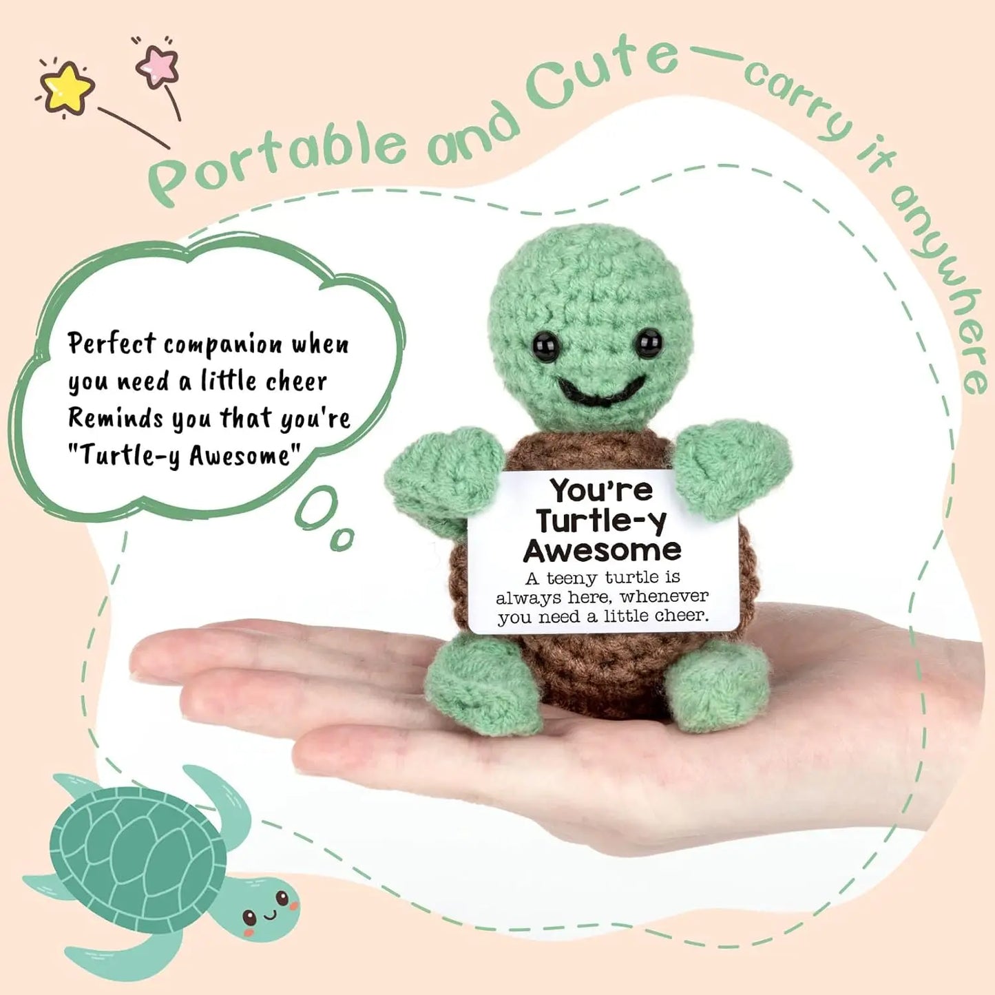 Cute Handmade Knitted Emotional Motivational Turtle Doll Room Home Decoration