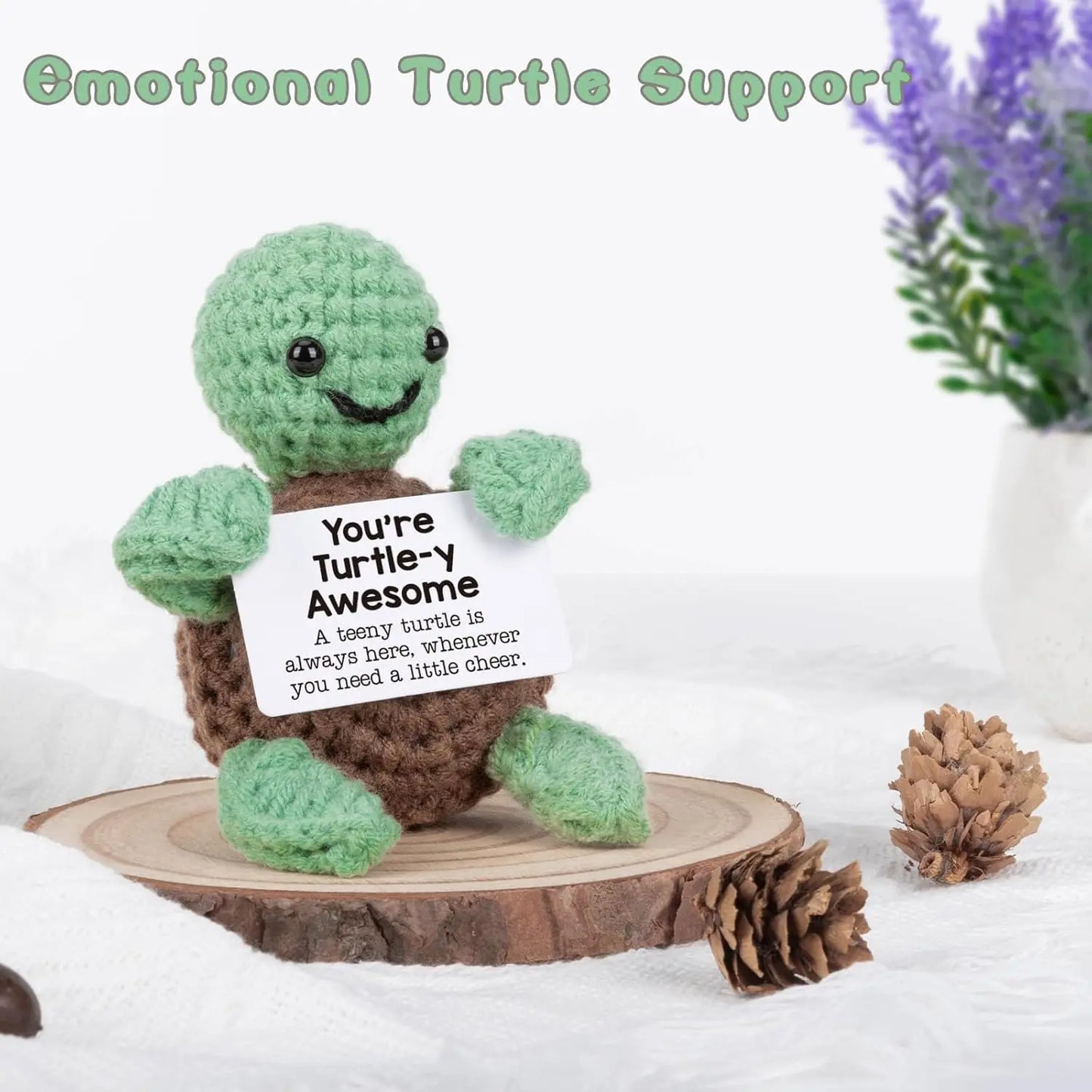 Cute Handmade Knitted Emotional Motivational Turtle Doll Room Home Decoration