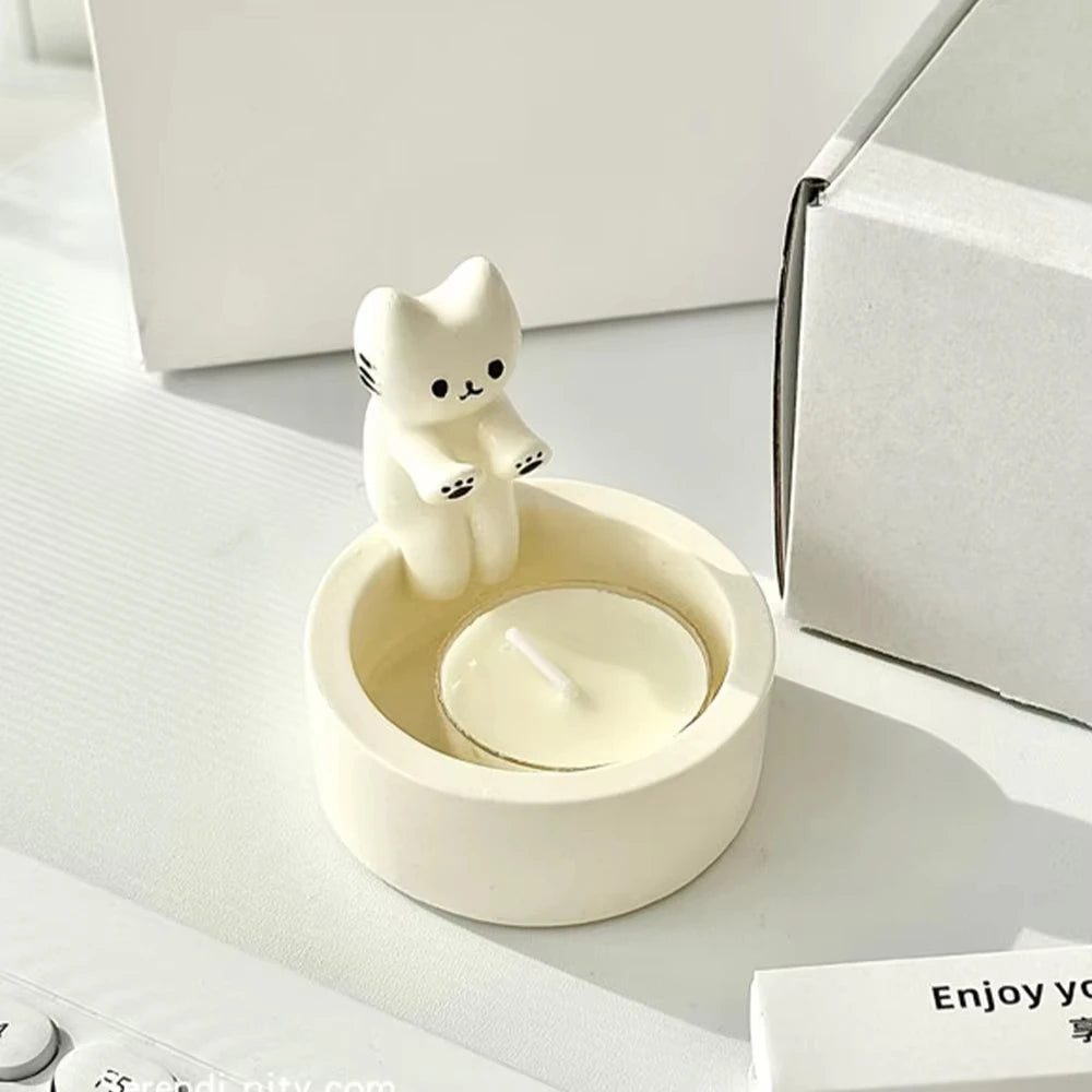 Kitten Candle Holder Cute Cat Candlestick Creative Aromatherapy Candle Holder Home Decor
