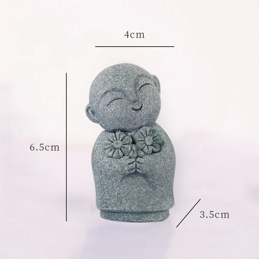 Garden Decoration Buddha Stone Statue Little Buddhist Monks Buddhism Figurines Home Decor