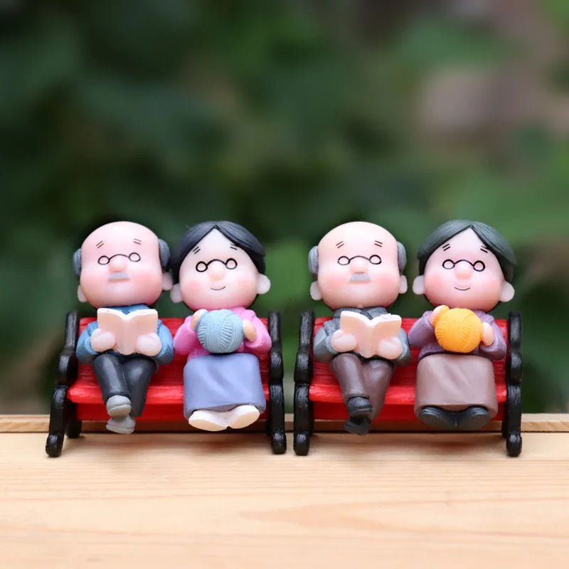 Mini Couple Figures Grandma Grandpa Sweety Lovers Old Couple Ornament