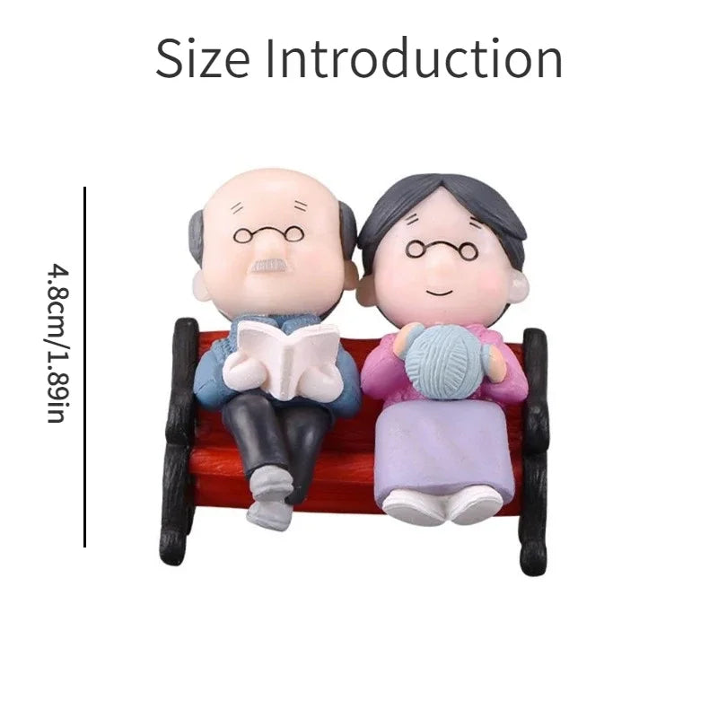 Mini Couple Figures Grandma Grandpa Sweety Lovers Old Couple Ornament