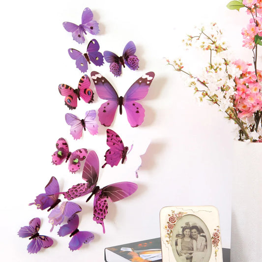12pcs Decal Wall Stickers Home Decorations 3D Butterfly Rainbow  Home Decor