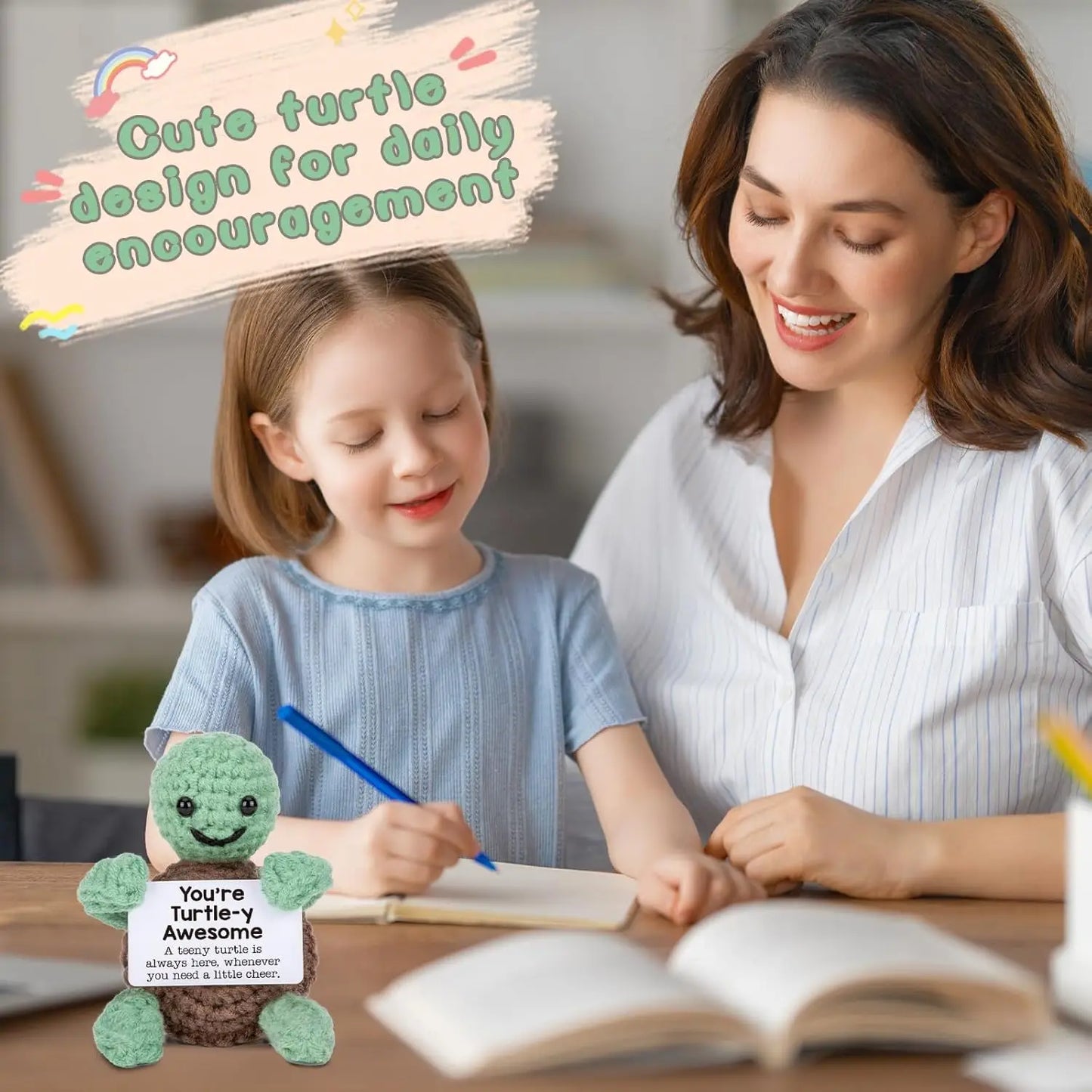 Cute Handmade Knitted Emotional Motivational Turtle Doll  Room Home Decoration