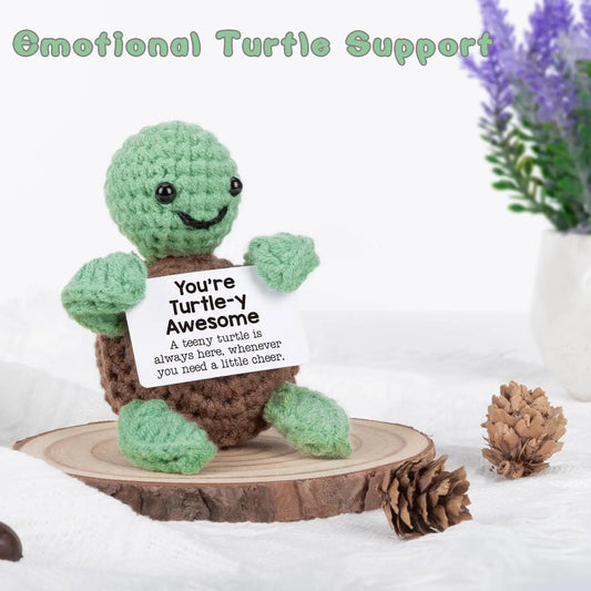 Cute Handmade Knitted Emotional Motivational Turtle Doll  Room Home Decoration