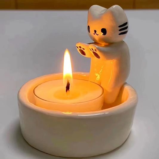 Kitten Candle Holder Cute Cat Candlestick Creative Aromatherapy Candle Holder Home Decor