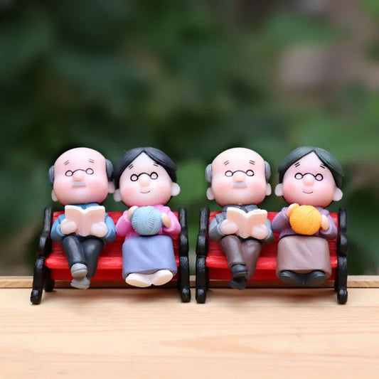 Mini Couple Figures Grandma Grandpa Sweety Lovers Old Couple Ornament