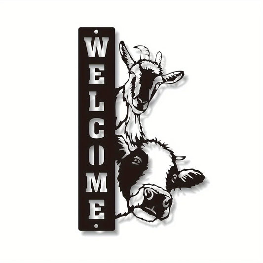 Hello Young Decorative Signs Plaques, Farm House Sign, Cow Sheep Sign, Home Decor