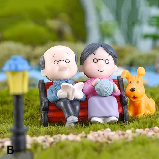 Mini Couple Figures Grandma Grandpa Sweety Lovers Old Couple Ornament
